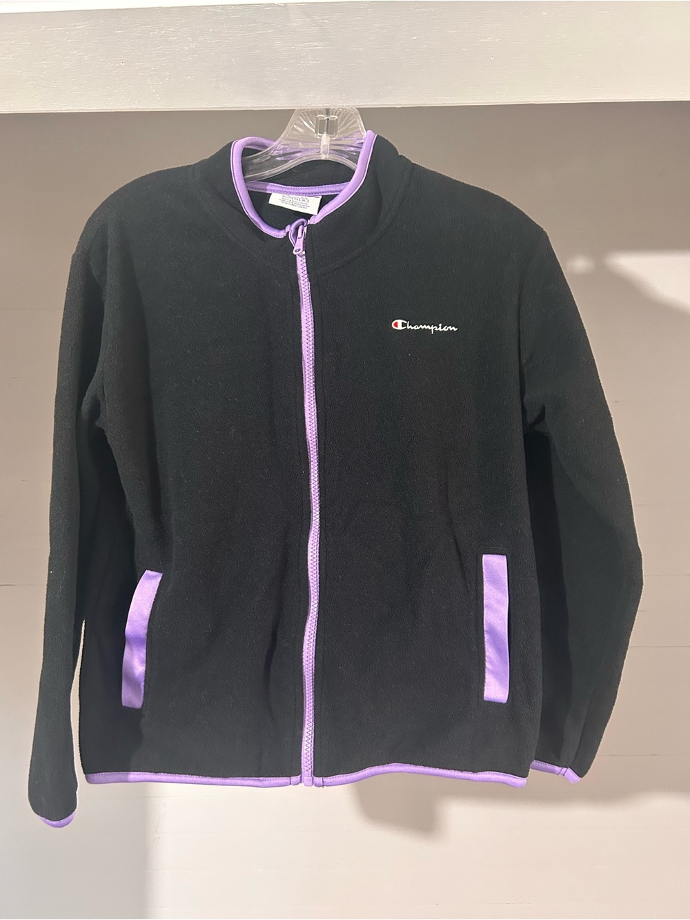 Champion Black Fleece Jacket with Lavender Trim
